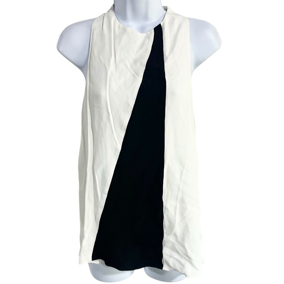 Reiss Sharon Colorblocked Blouse Top Sleeveless Black White Size 4 - Picture 3 of 7